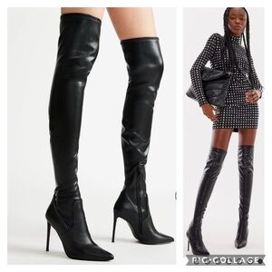 Steve Madden Black Glossy Over the Knee Boots